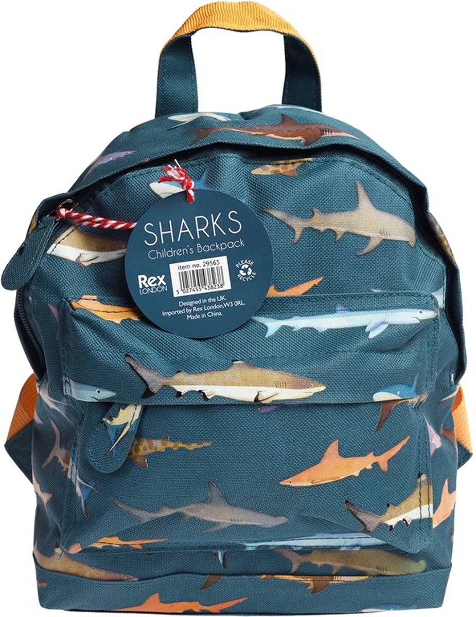 Rex London - Mini Rugtas - Peuter Rugzak - Backpack - Shark - 25x21x10cm - 5ltr - Haai 2 Rex London - Mini Rugtas - Peuter Rugzak - Backpack - Shark - 25x21x10cm - 5ltr - Haai - Afbeelding 2