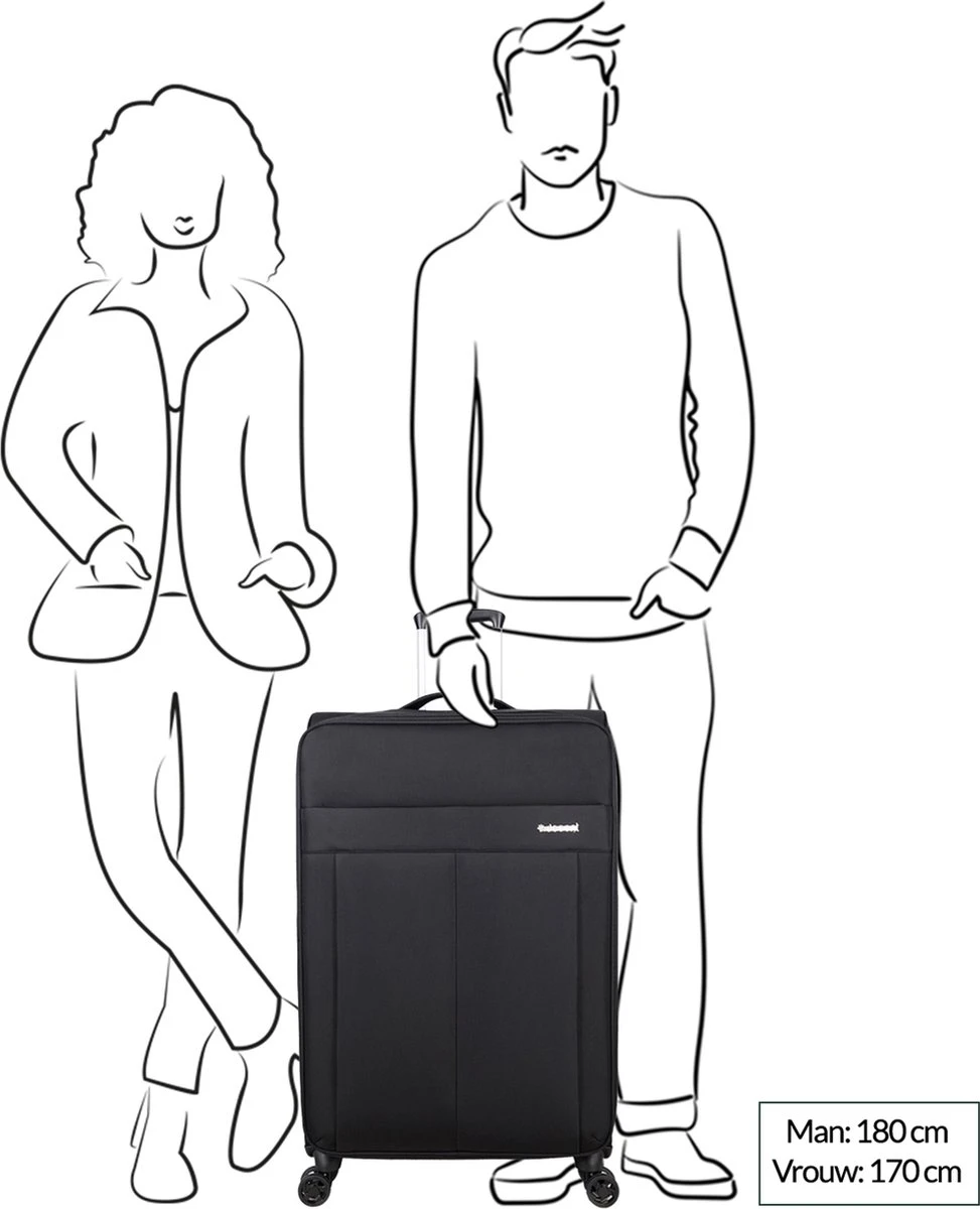 Decent D-Upright Large Koffer - 76 Cm Expandable - TSA Slot - Zwart 2 Decent D-Upright Large Koffer - 76 Cm Expandable - TSA Slot - Zwart - Afbeelding 2