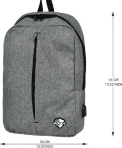 SafeSave Rugtas – Waterafstotende Schooltas Met Laptop Vak En Usb Aansluiting – Schoudertas – 15.6 Inch – Licht Grijs -Kofferland Goedkope Winkel 991x1200 3