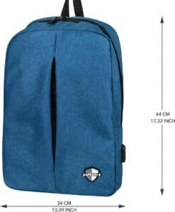 SafeSave Rugtas – Waterafstotende Schooltas Met Laptop Vak En Usb Aansluiting – Schoudertas – 15.6 Inch – Lichtblauw -Kofferland Goedkope Winkel 991x1200 4