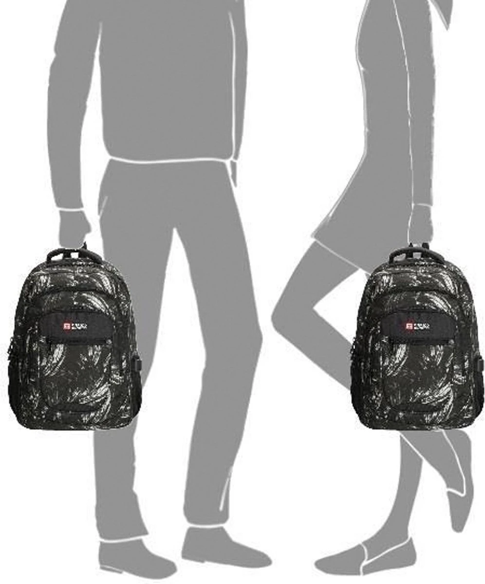 Enrico Benetti Santa Cruz 62038 Laptoprugzak 17" - Zwart Verenprint 6 Enrico Benetti Santa Cruz 62038 Laptoprugzak 17" - Zwart Verenprint - Afbeelding 6